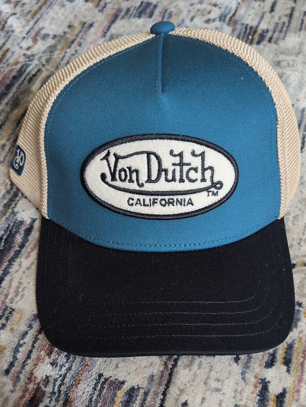 Von Dutch Teal, Black & Tan Mesh Trucker Cap